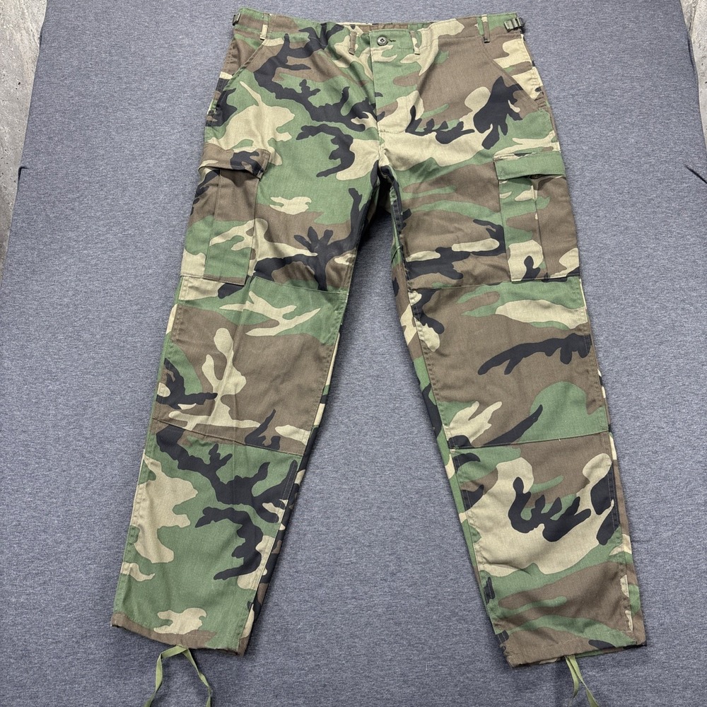 Combat Trousers Mens 42x32 BDU Camouflage Utility Cargo Button Fly Made In USA